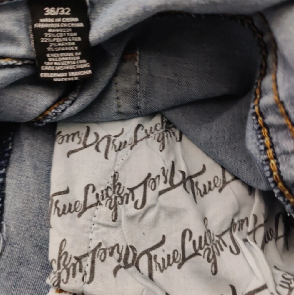 True luck style tl23042630 relaxed straight men jeans Size36x32 Light Stone Blue - Picture 13 of 13